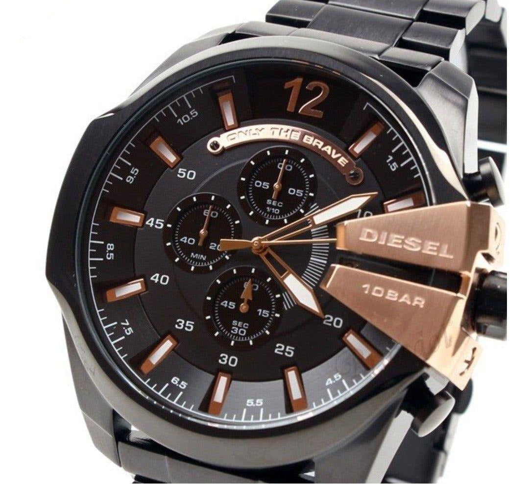 Diesel Mega Chief Black Dial Black Stainless Steel Watch For Men - DZ4309