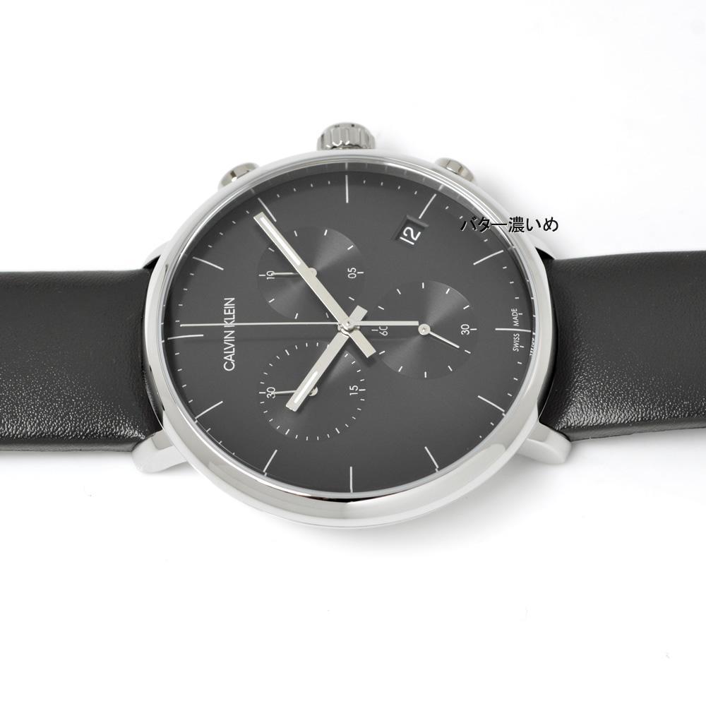 Calvin Klein High Noon Chronograph Black Dial Black Leather Strap Watch for Men - K8M271C1