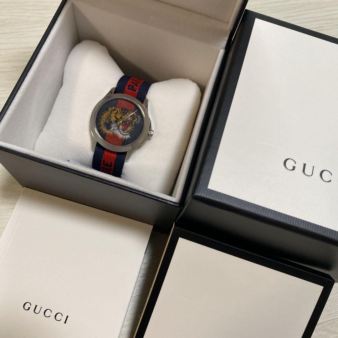 Gucci G Timless Le Marche Des Merveilles Blue Red Dial Blue Red Nylon Strap Unisex Watch  - YA126495