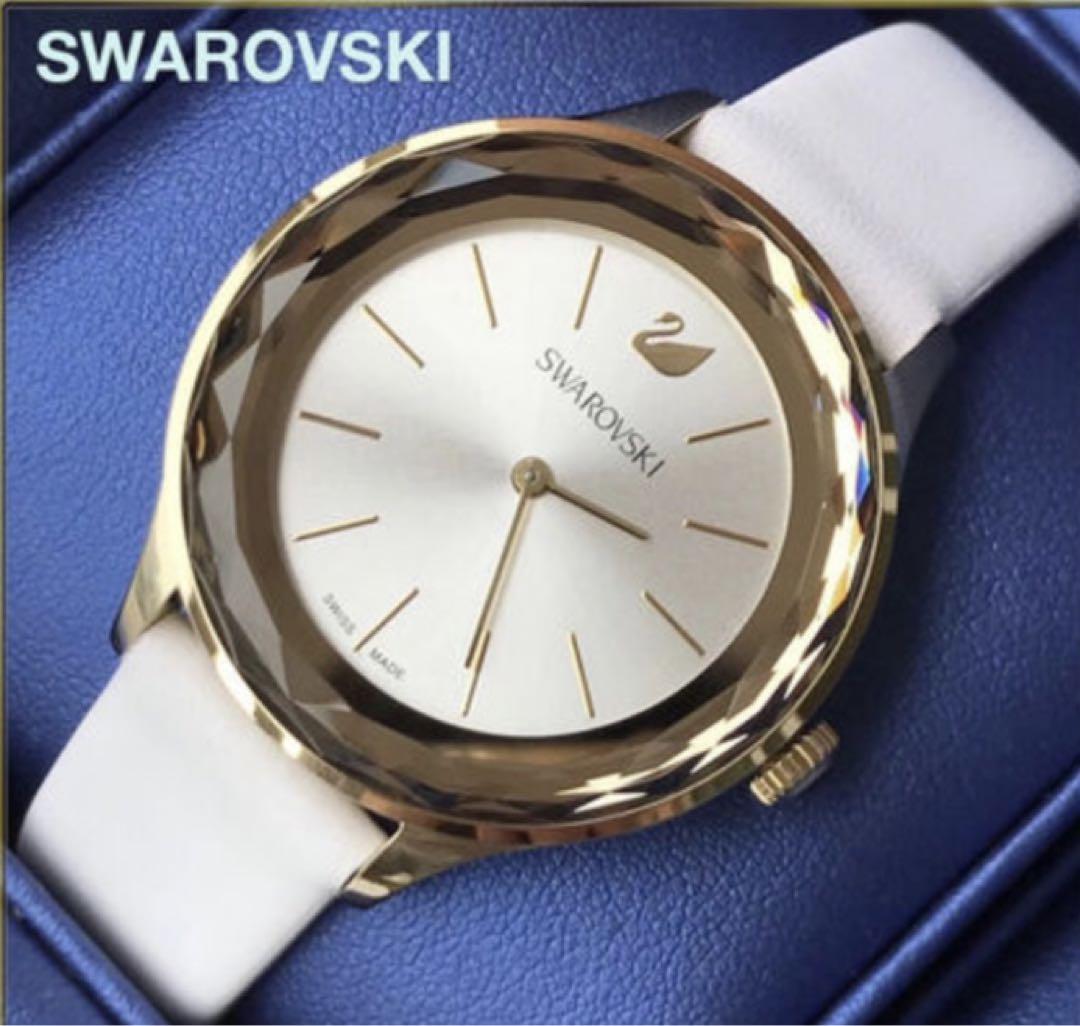 Swarovski Octea Nova Quartz White Dial White Leather Strap Watch for Women - 5295337