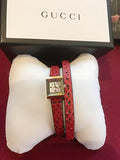 Gucci G Frame Red Leather Strap Watch For Women - YA128524