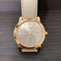 Burberry The City Beige Dial Beige Leather Strap Watch for Women - BU9109