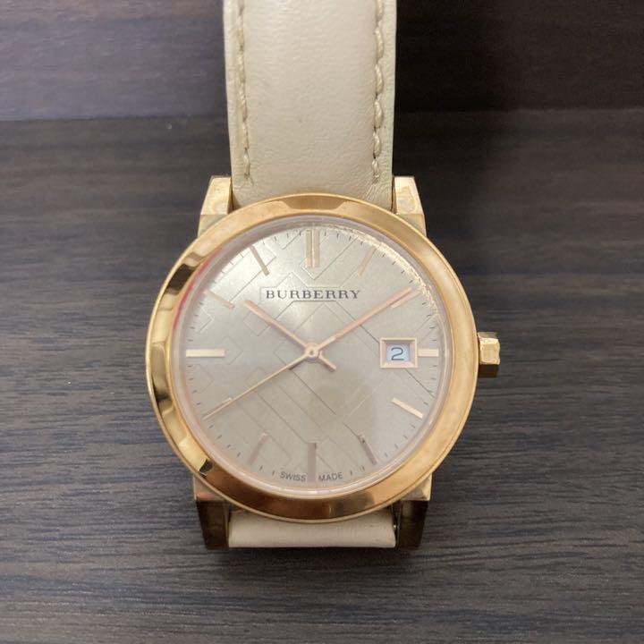 Burberry The City Beige Dial Beige Leather Strap Watch for Women - BU9109