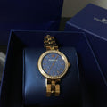 Swarovski Daytime Crystals Blue Dial Rose Gold Steel Strap Watch for Women - 5182277