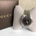 Gucci GG2570 Quartz Black Dial Silver Steel Strap Watch For Men - YA142401