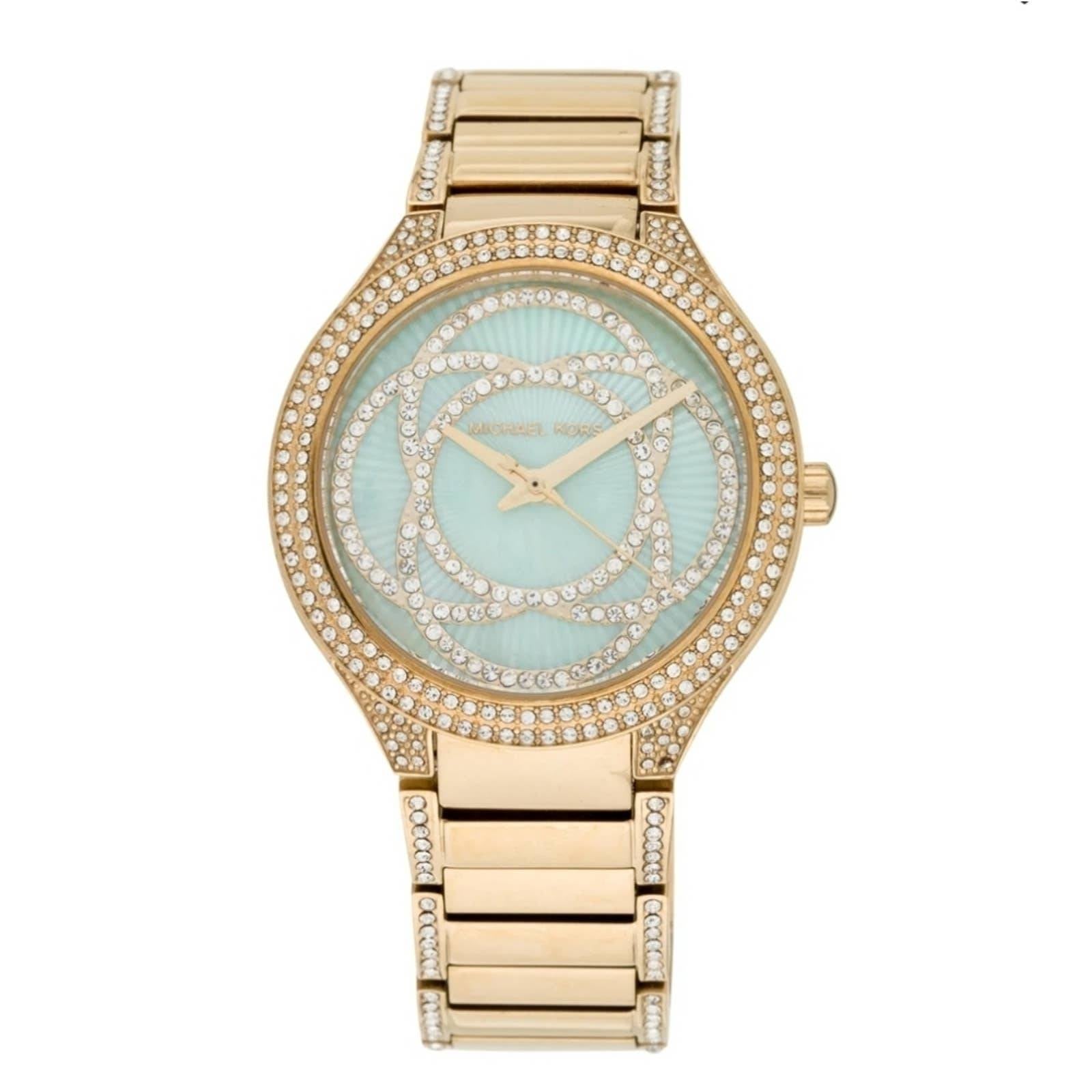 Michael Kors Kerry Mother of Pearl Dial Gold Steel Strap Watch for Women - MK3481