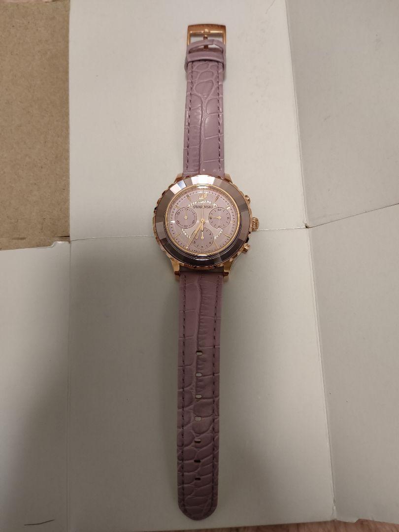 Swarovski Octea Lux Chrono Purple Dial Purple Leather Strap Watch for Women - 5632263