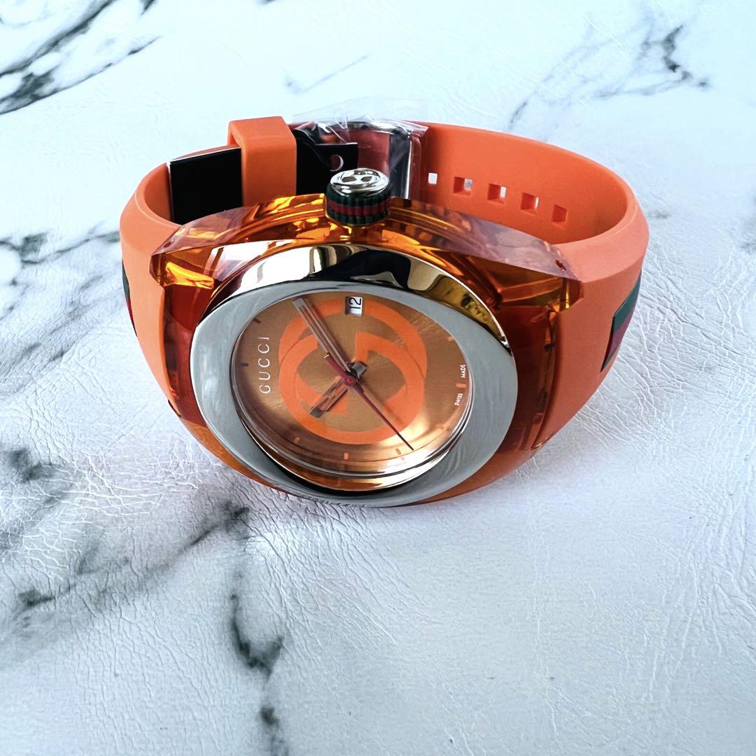 Gucci Sync XXL Quartz Orange Dial Orange Rubber Strap Unisex Watch - YA137108