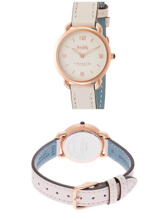 Coach Delancey White Dial White Leather Strap Watch for Women - 14502790