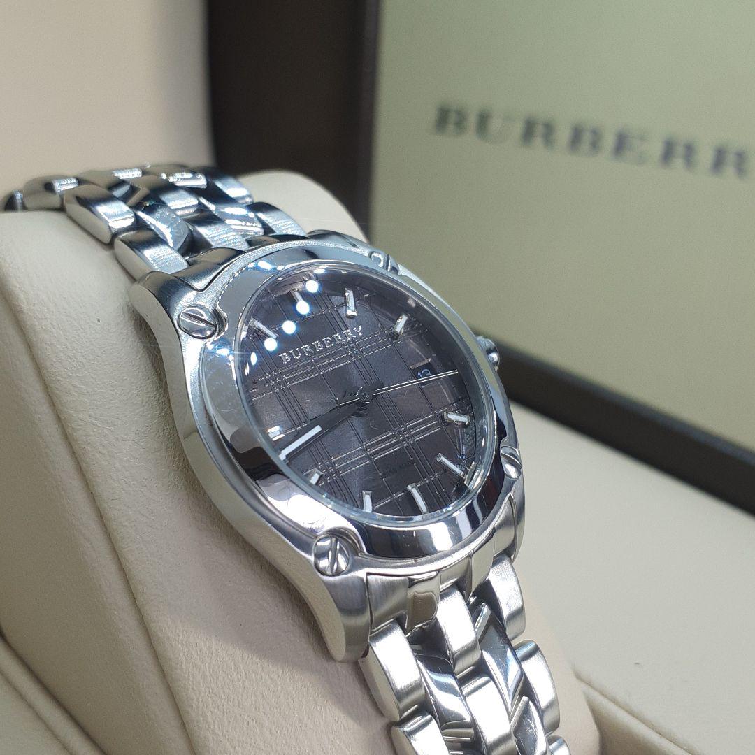 Burberry Herringbone Grey Dial Silver Steel Strap Watch for Women - BU1851