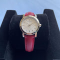 Burberry The City Gold Dial Red Leather Strap Watch for Women - BU9140