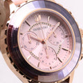 Swarovski Octea Lux Chrono Pink Dial Pink Leather Strap Watch for Women - 5452501