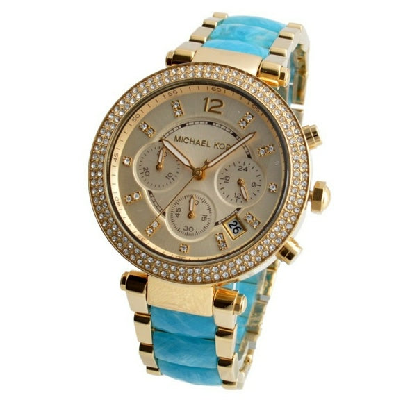 Michael Kors Parker Gold Dial Two Tone Steel Strap Watch for Women - MK6364