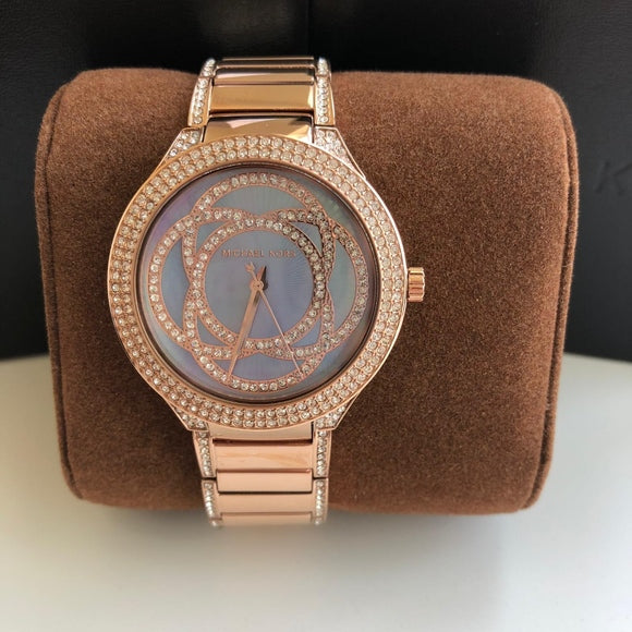 Michael Kors Kerry Purple Dial Rose Gold Stainless Steel Strap Watch for Women - MK3482