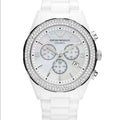 Emporio Armani Ceramica Chronograph White Dial White Ceramic Strap Watch For Women - AR1456