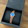 Marc Jacobs Henry Dinky Blue Dial Rose Gold Stainless Steel Strap Watch for Women - MBM3204