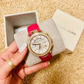 Michael Kors Parker White Dial Pink Leather Strap Watch for Women - MK2297