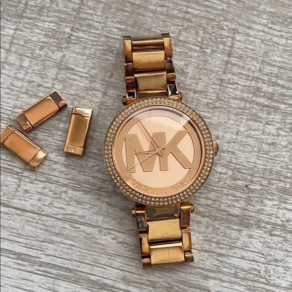 Michael Kors Parker Rose Gold Dial Rose Gold Steel Strap Watch for Women - MK5865