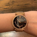 Michael Kors Catlin Black Diamonds Dial Rose Gold Steel Strap Watch for Women - MK3356