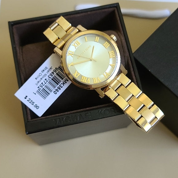 Michael Kors Norie Gold Dial Gold Steel Strap Watch for Women - MK3560