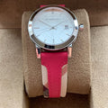 Burberry The City White Dial Pink Haymarket Leather Strap Watch for Women - BU9149