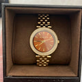 Michael Kors Darci Amber Dial Gold Steel Strap Watch for Women - MK3408