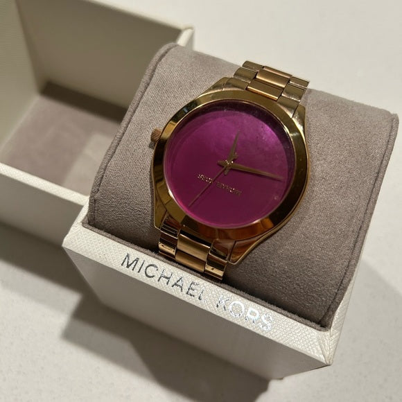 Michael Kors Pink Dial Rose Gold Steel Strap Watch for Women - MK3550