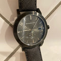 Burberry The City Black Dial Black Leather Strap Watch for Men - BU9906