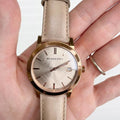 Burberry The City Rose Gold Dial Beige Leather Strap Watch for Women - BU9014