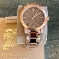 Burberry The City Grey Dial Rose Gold Steel Strap Unisex Watch - BU9754