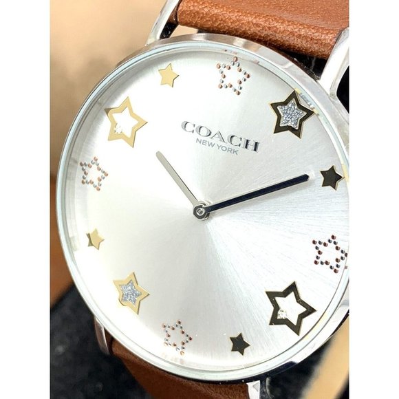 Coach Perry White Dial Brown Leather Strap Watch for Women - 14503242