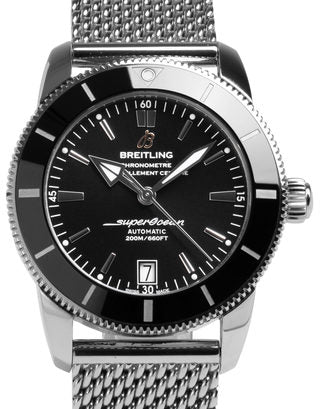 Breitling Superocean Heritage B20 Automatic 42 Black Dial Silver Mesh Bracelet Watch for Men - AB2010121B1A1