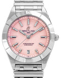 Breitling Chronomat 32 Diamonds Pink Dial Silver Steel Strap Watch for Women - A77310101K1A1