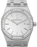 Audemars Piguet Royal Oak Quartz Diamonds White Dial Silver Steel Strap Watch for Women - 67651ST.ZZ.1261ST.01