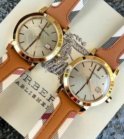 Burberry The City Gold Dial Brown Leather Strap Watch for Women - BU9133