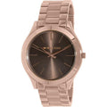 Michael Kors Slim Runway Brown Dial Rose Gold Stainless Steel Strap Watch for Women - MK3181