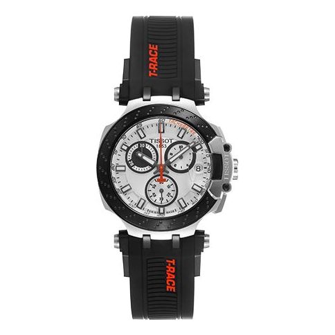 Tissot T Race Chronograph White Dial Black Silicon Strap Watch For Men - T115.417.27.011.00