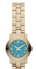 Marc Jacobs Amy Dinky Turquoise Dial Gold Stainless Steel Strap Watch for Women - MBM3229