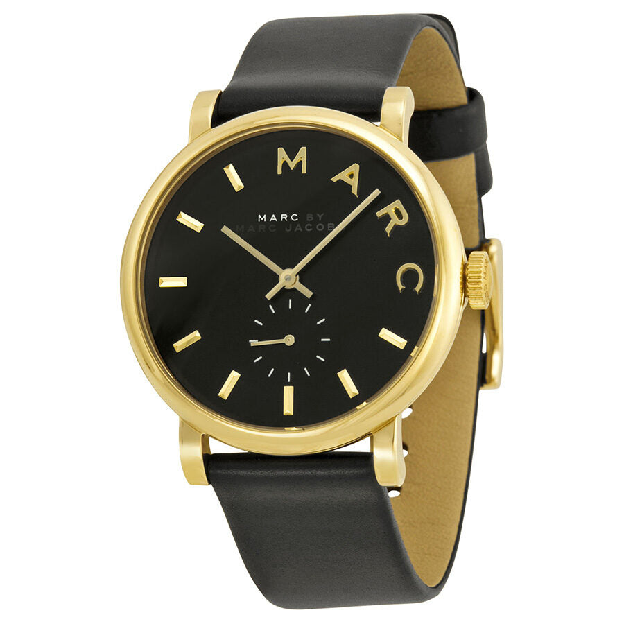 Marc Jacobs Baker Black Dial Black Leather Strap Watch for Women - MBM1269