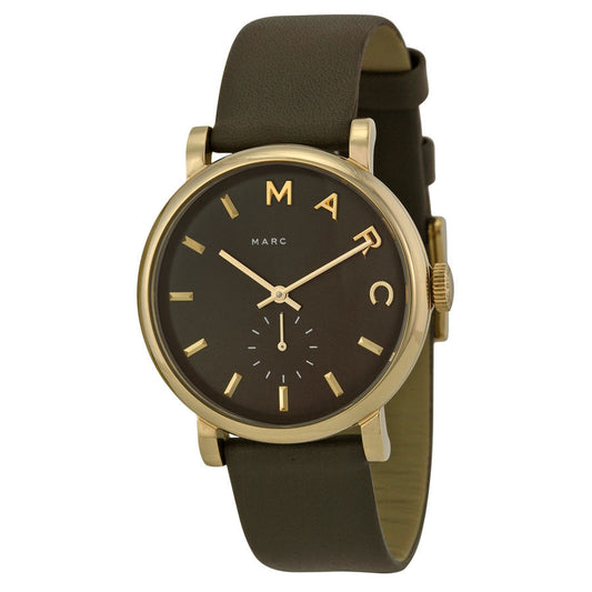 Marc Jacobs Baker Olive Dial Olive Leather Strap Watch for Women - MBM1328