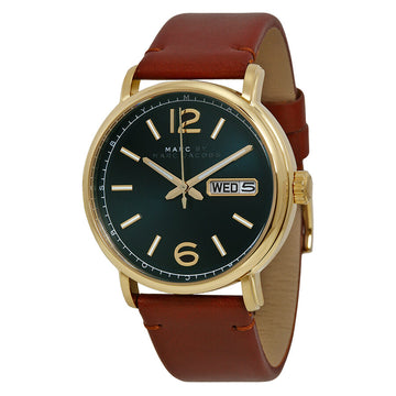 Marc Jacobs Marc Fergus Green Dial Brown Leather Strap Watch for Men - MBM5077