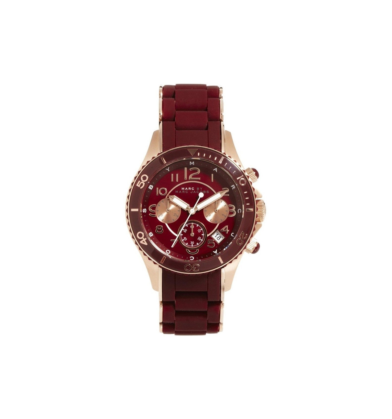 Marc Jacobs Rock Chrono Red Dial Red Rubber Strap Watch for Women - MBM2596