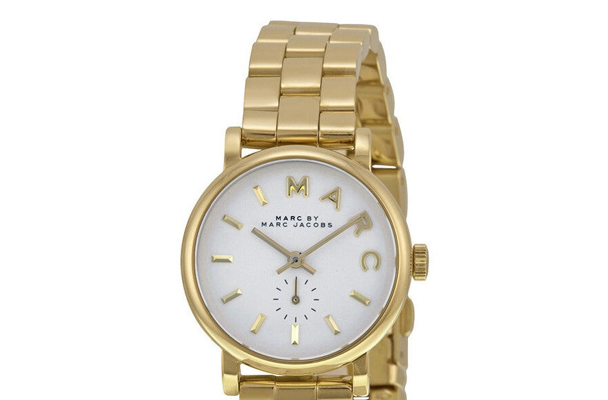 Marc Jacobs Baker White Dial Gold Stainless Steel Watch for Women - MBM3247