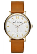 Marc Jacobs Baker White Dial Brown Leather Strap Watch for Womern - MBM1316