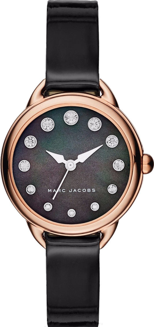 Marc Jacobs Betty Black Mother of Pearl Dial Black Leather Strap Watch for Women - MJ1513