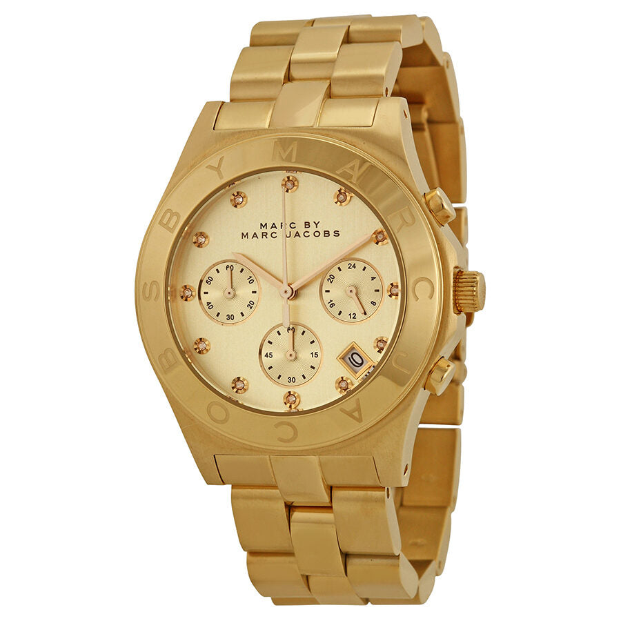 Marc Jacobs Blade Gold Dial Gold Stainless Steel Strap Watch for Women - MBM3101