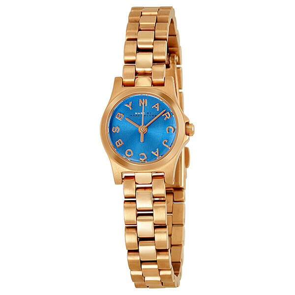 Marc Jacobs Henry Dinky Blue Dial Rose Gold Stainless Steel Strap Watch for Women - MBM3204