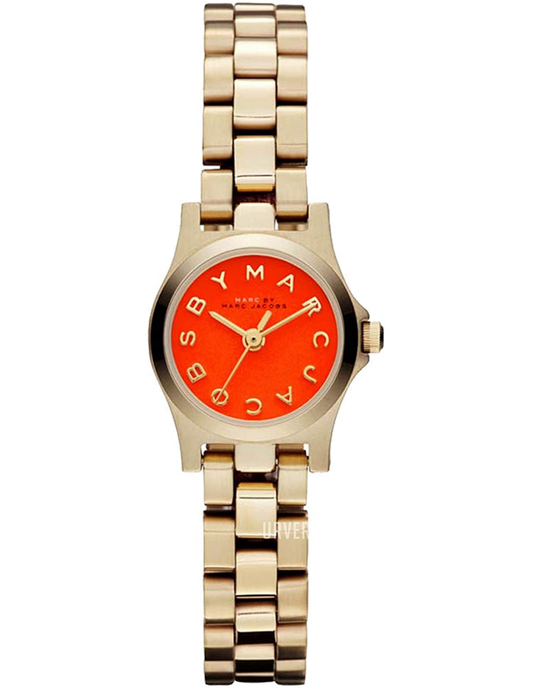 Marc Jacobs Henry Dinky Orange Dial Gold Stainless Steel Strap Watch for Women - MBM3202