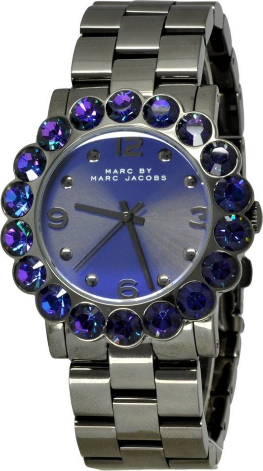 Marc Jacobs Amy Purple Dial Black Stainless Steel Strap Watch for Women - MBM3224