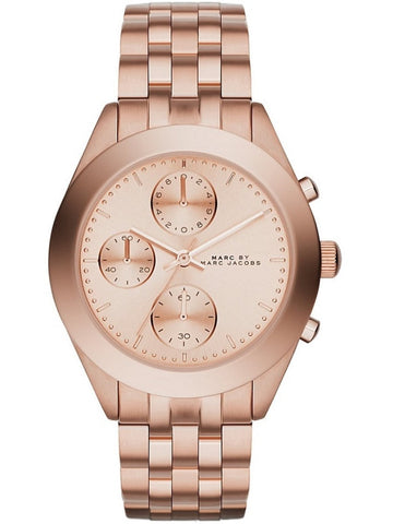 Marc Jacobs Peeker Chronograph Rose Gold Dial Stainless Steel Strap Watch for Women - MBM3394